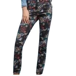 Anthropologie Pilcro Floral Skinny Jeans Black 31 Mid Rise
